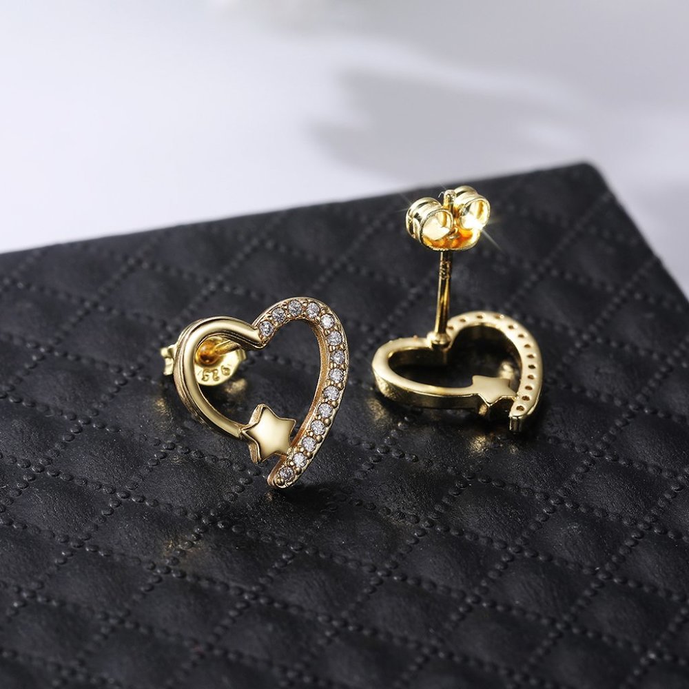 Romantic Hollow Heart Star CZ Beautiful Heart Earrings for Women, INDN8592 - Picture 4 of 5